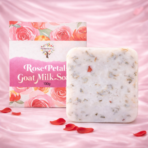 ROSE PETALS GOAT MILK SOAP - MADE WITH NATURAL HERBS, BUTTERS AND COLD PRESSED OILS