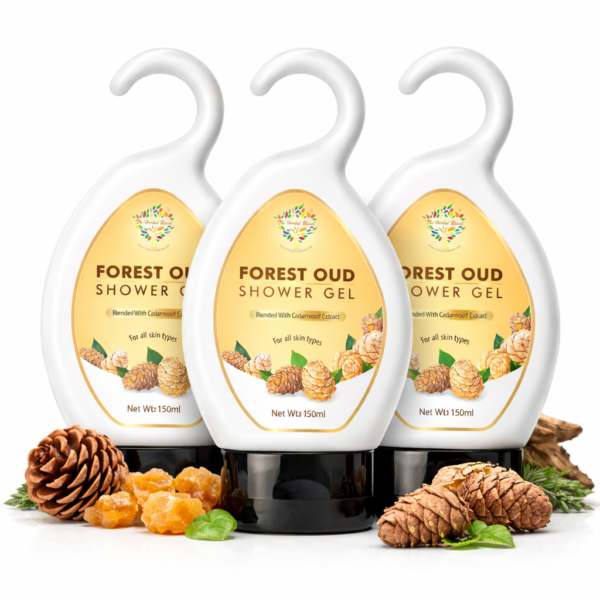 Luxury Forest Oud Shower Gel Set | Unisex Cedarwood & Patchouli Infused Body Cleanser (150ml x3)
