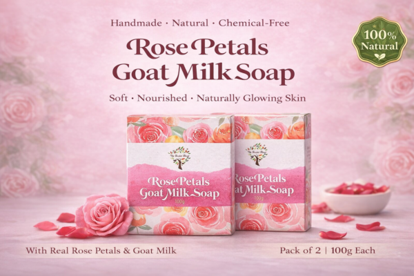 Natural Handmade Rose Petals Goat Milk Soap (Pack of 2 | 100gm Each)